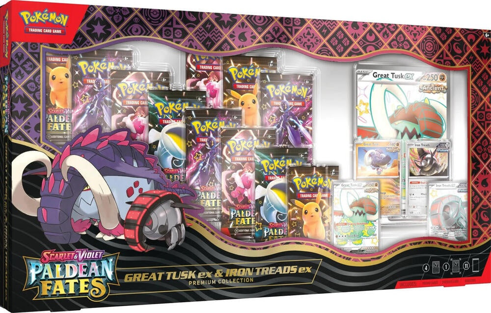 Paldean Fates Great Tusk ex & Iron Treads ex Premium Collection - SV: Paldean Fates (PAF)